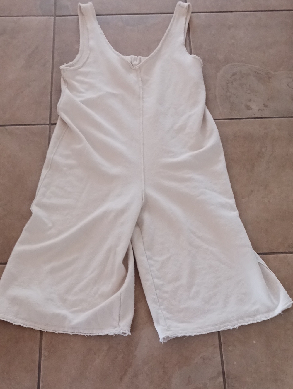 Saturday Sunday Cream Cotton Knit Wide Leg Romper with Day-Label